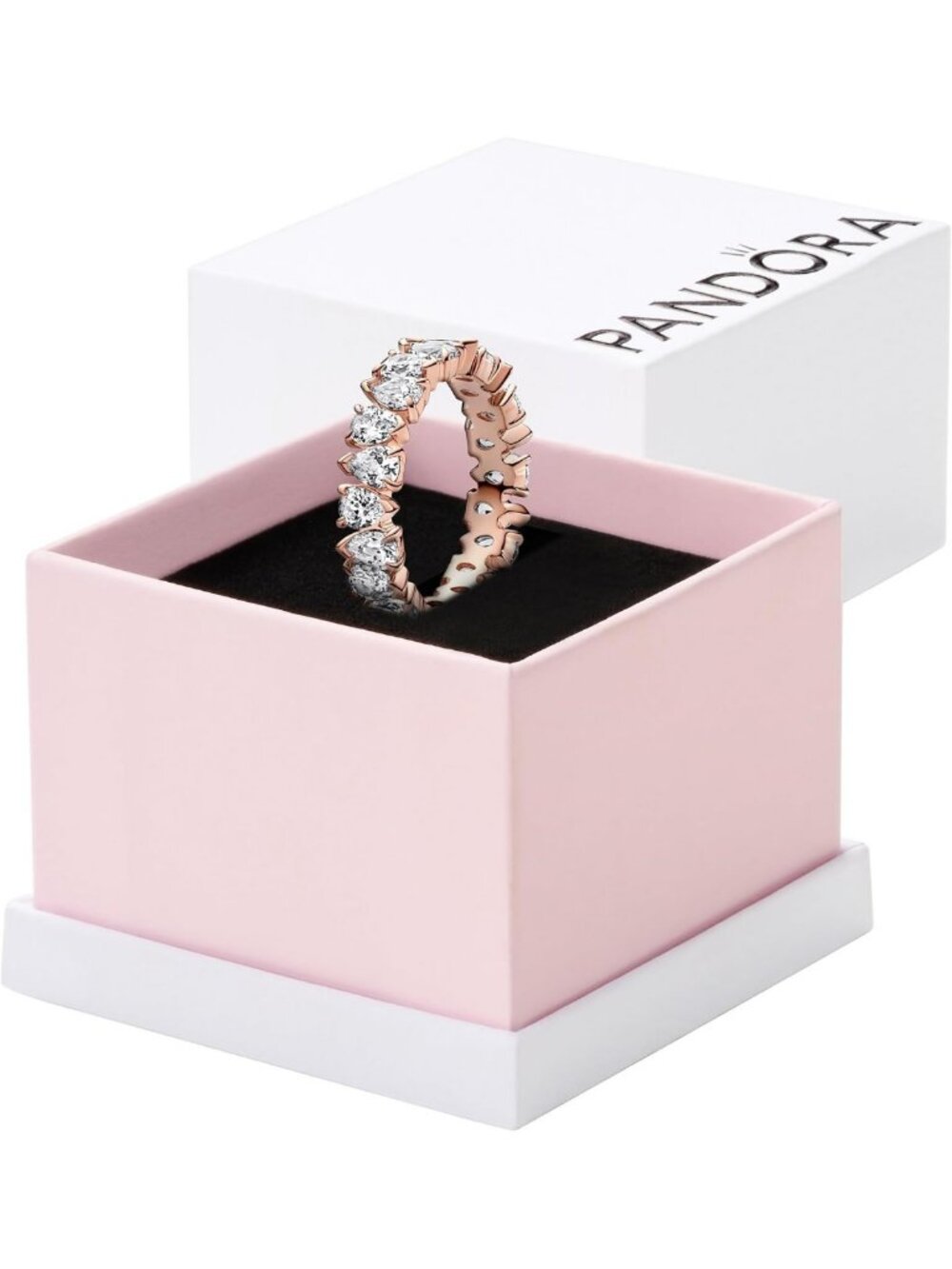 Sparkling Rose Gold Stackable Band Ring for Women - 14k with Cubic Zirconia Gift